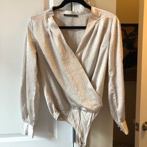 Abercrombie Cheetah Satin Wrap Bodysuit